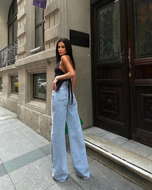High-Waist Wide Leg Jeans| جينز واسع الأرجل عالي الخصر