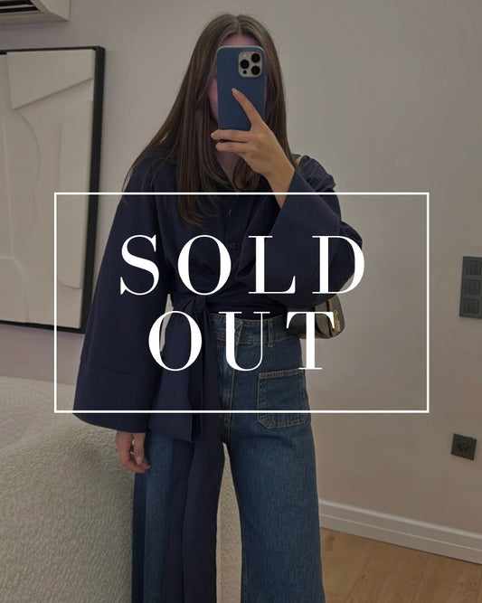 Navy Side Knot Wrap Top | توب كحلي ناعم بقصة لف وربطة جانبية