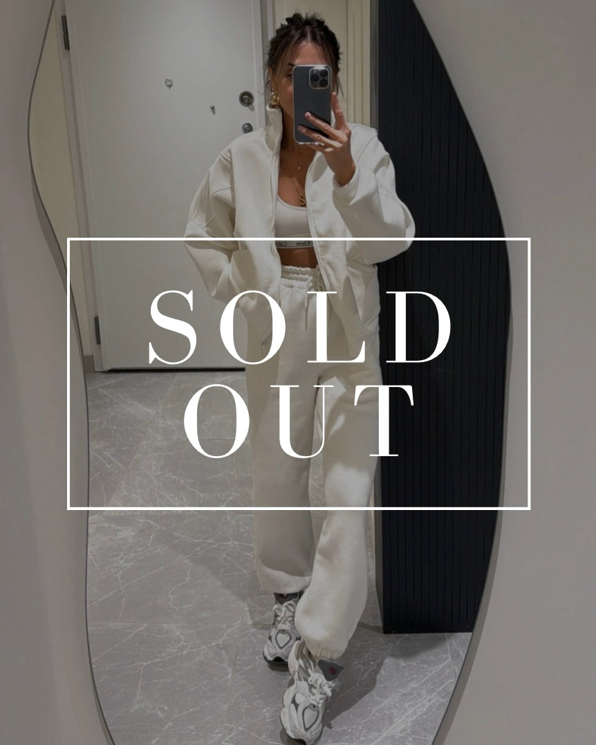 White Zipper Casual Loose Tracksuit