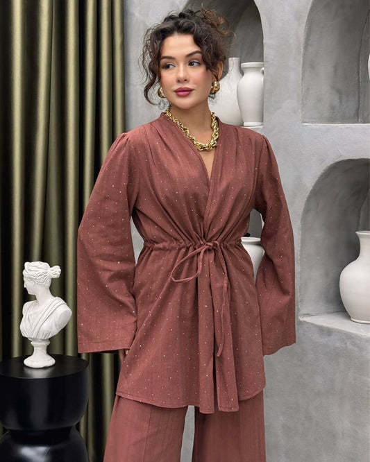 Terracotta Set with Rhinestones Embellishments |  طقم كرميدي مزين بأحجار الراين