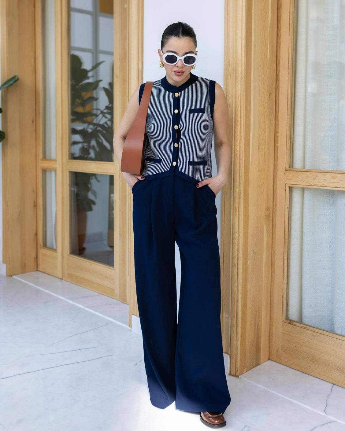 אפוד פסים כחול כהה