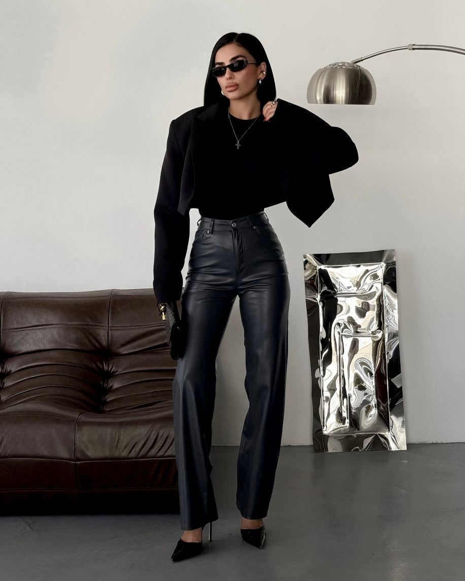 Black Leather Pants | بنطلون جلد اسود