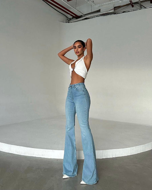 Classic Light Flare Denim| جينز فلير كلاسيكي فاتح