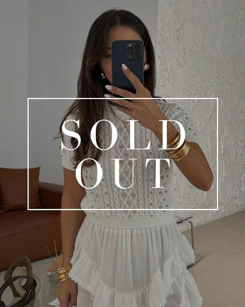 טופ סריג לבן ריינסטון