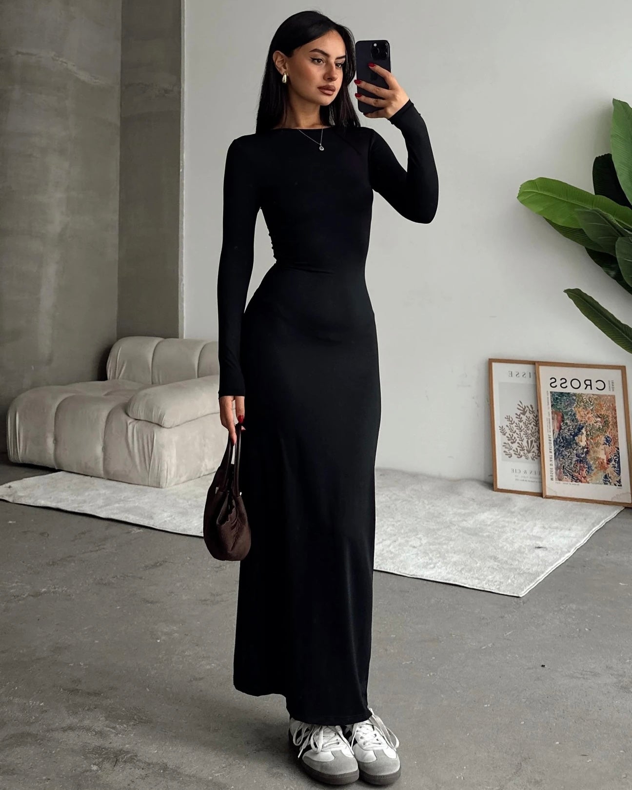 Elegant Black Long Dress | فستان طويل أنيق باللون الأسود