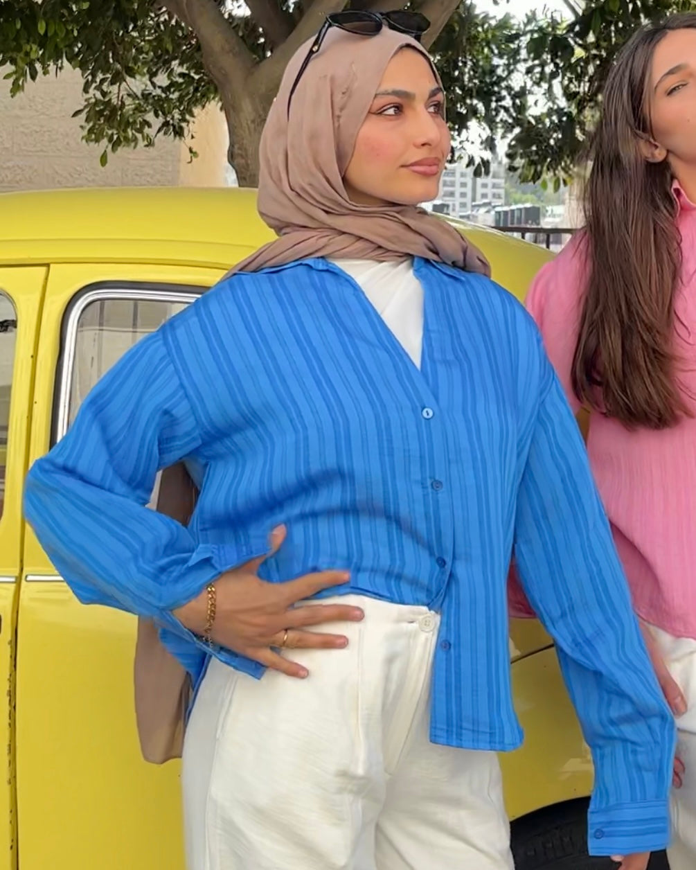 Casual Vibrant Blue Striped Shirt | قميص كاجوال مخطط باللون الازرق