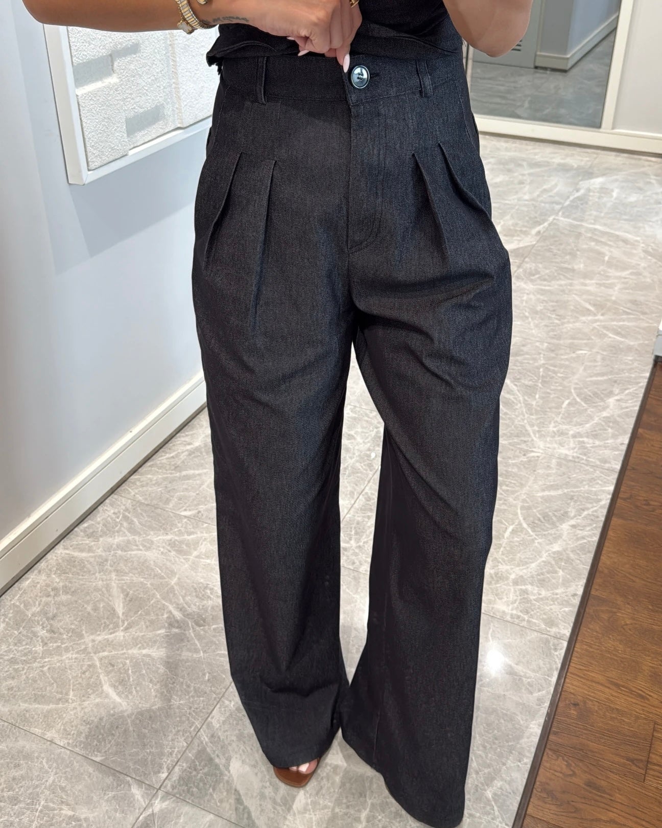 Elegant Dark Denim Set | طقم جينز غامق أنيق