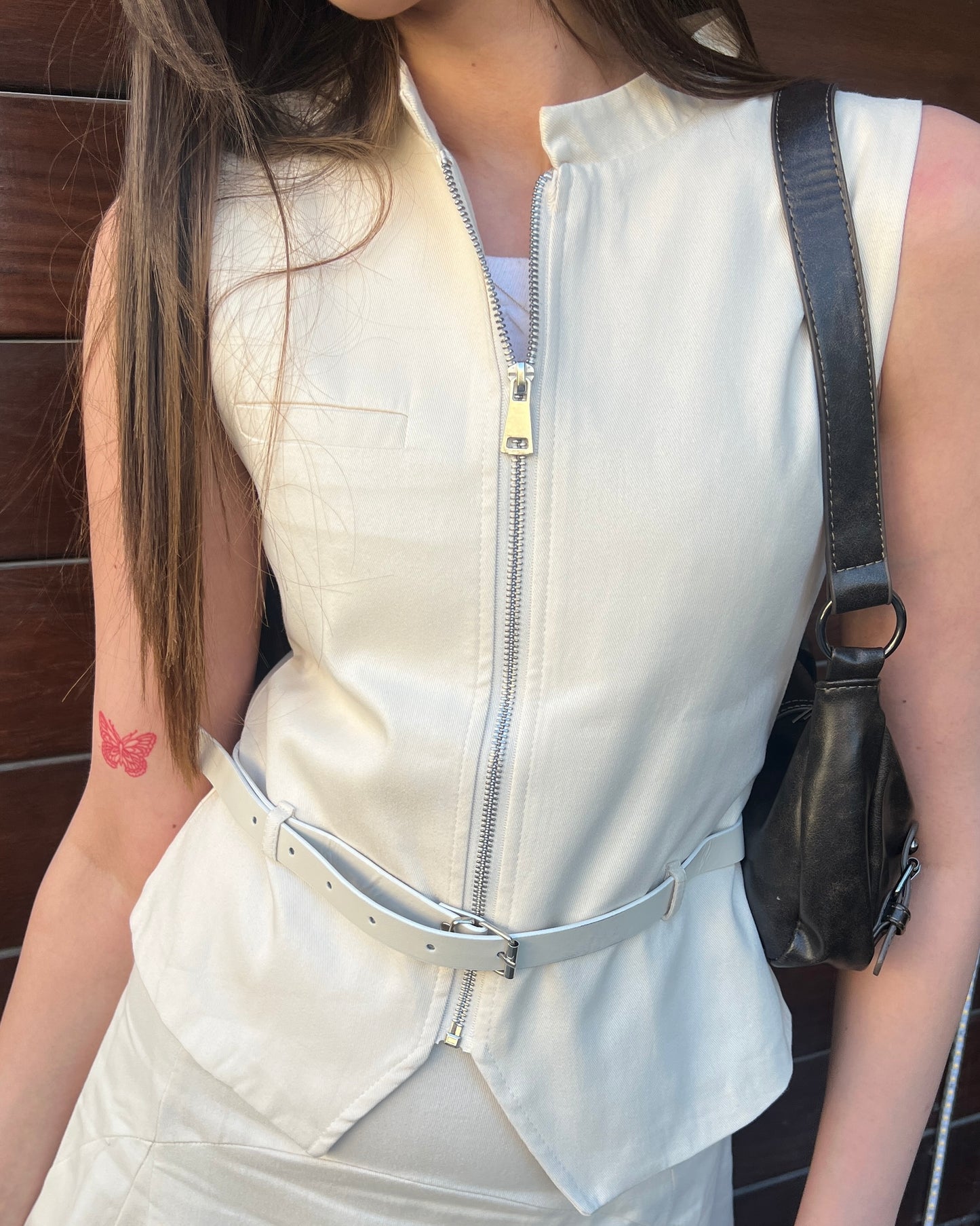 Belted Zip Up Vest and Maxi Skirt Set | طقم ڤيست بسحاب وتنورة ماكسي