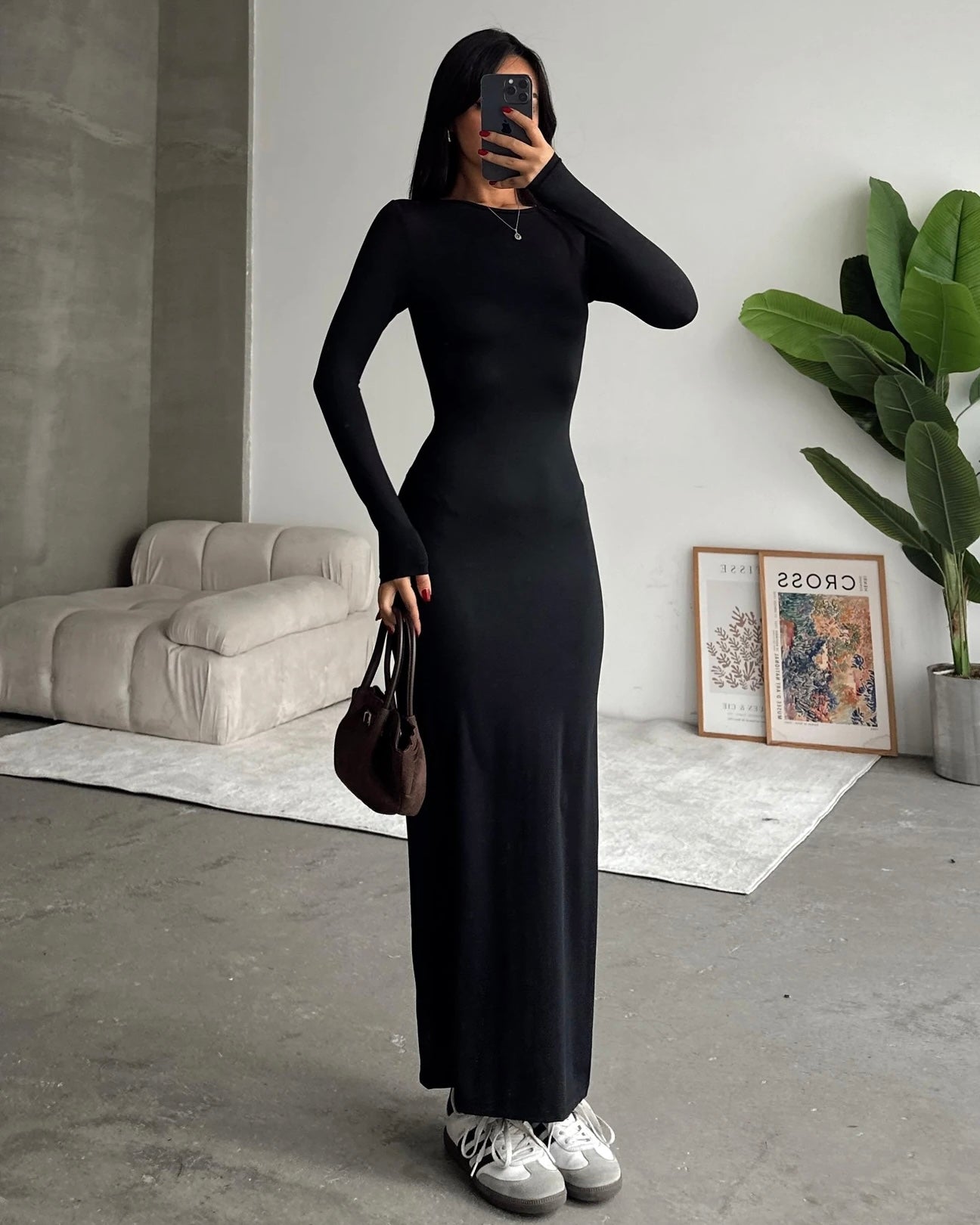 Elegant Black Long Dress | فستان طويل أنيق باللون الأسود