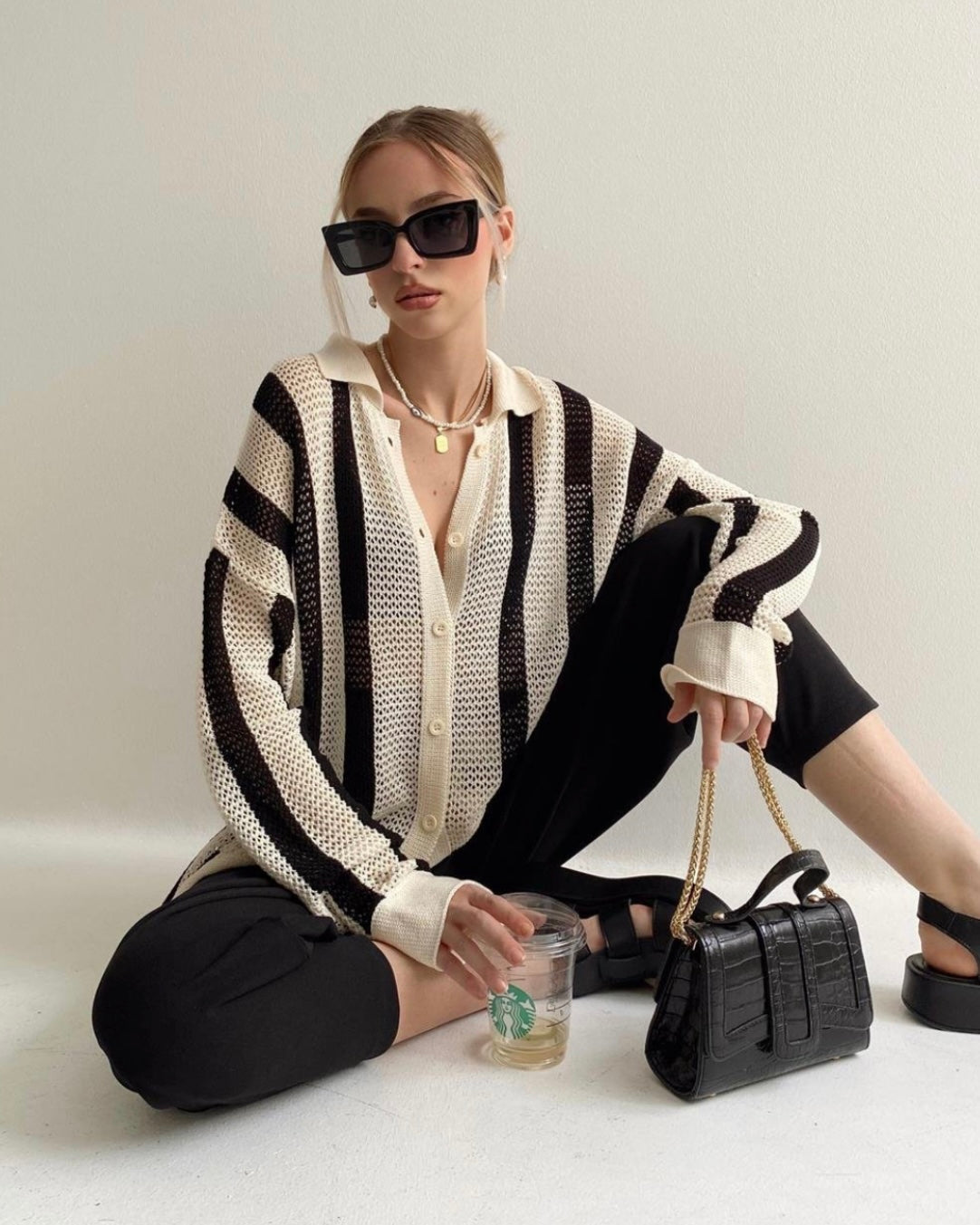 קרדיגן קרושה עם פסים