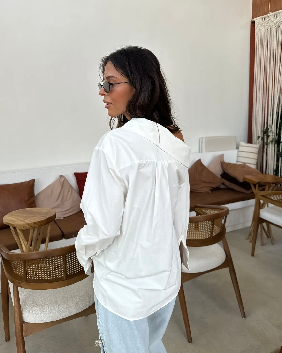 White One Shoulder Top | توب أبيض بكتف واحد