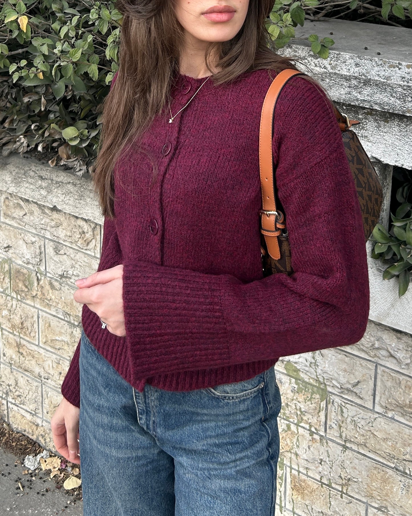 Mocha Knit Buttoned Cardigan | كارديغان محبوك بلون الموكا