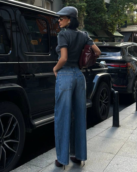 High Rise Barrel Jeans| جينز خصر عالي بقصة باريل (بالون) مريحة وواسعة