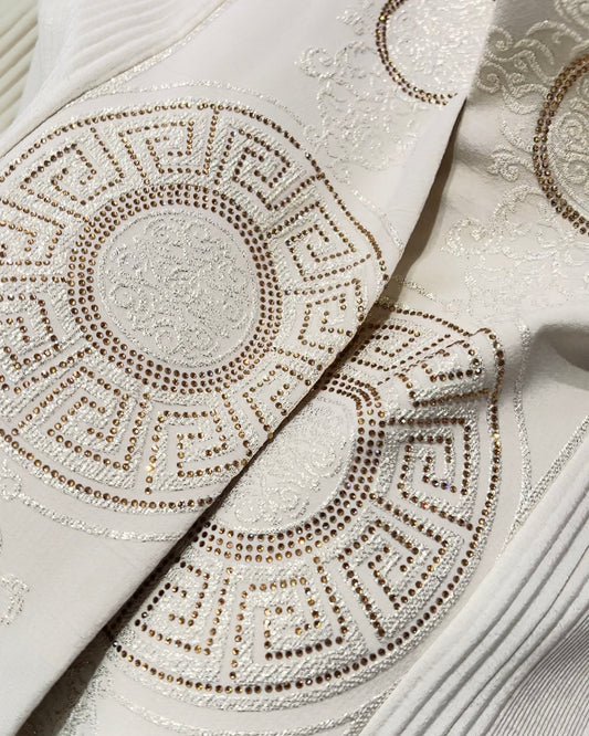 Light Beige Kaftan with Shiny Embroidery | قفطان بيج بتطريز لامع