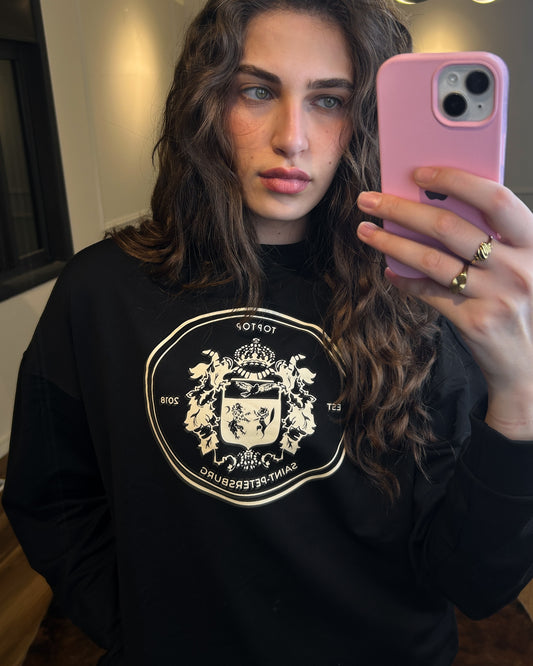 Oversized Black Graphic Sweatshirt | سويت شيرت اسود أوفر سايز بطبعة جرافيك