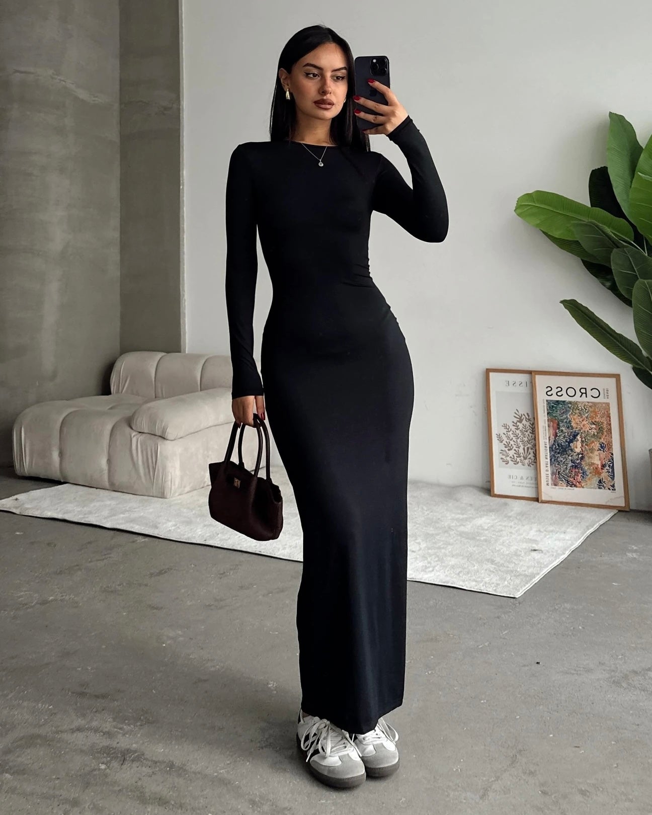 Elegant Black Long Dress | فستان طويل أنيق باللون الأسود