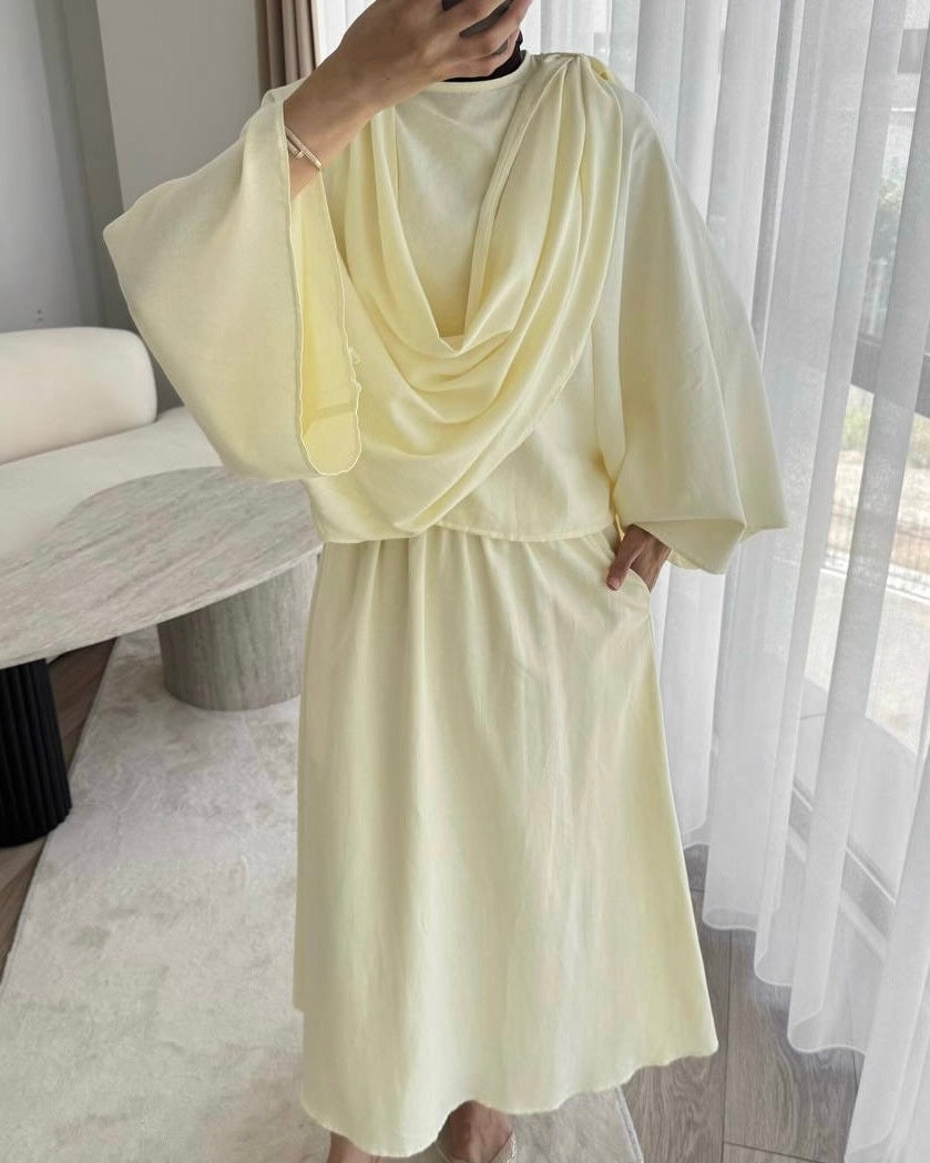 Soft Yellow Draped Set | طقم أصفر ناعم