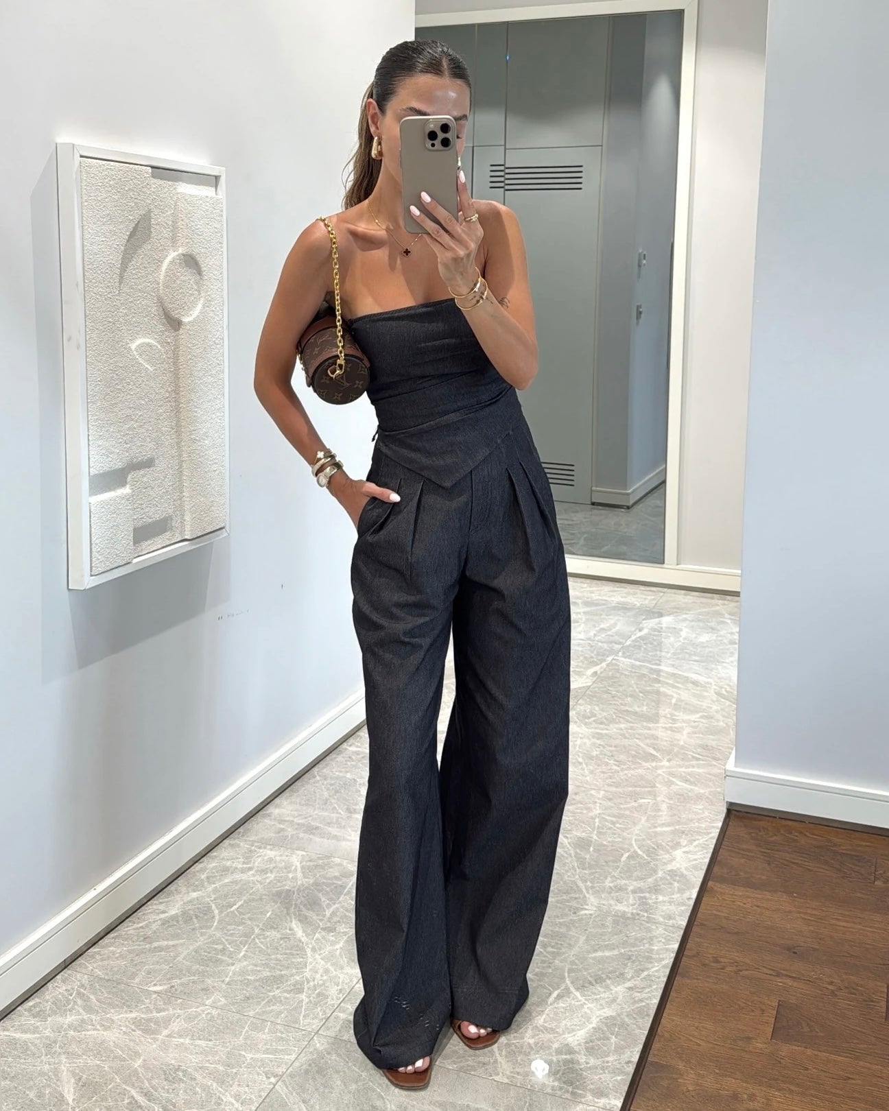 Elegant Dark Denim Set | طقم جينز غامق أنيق