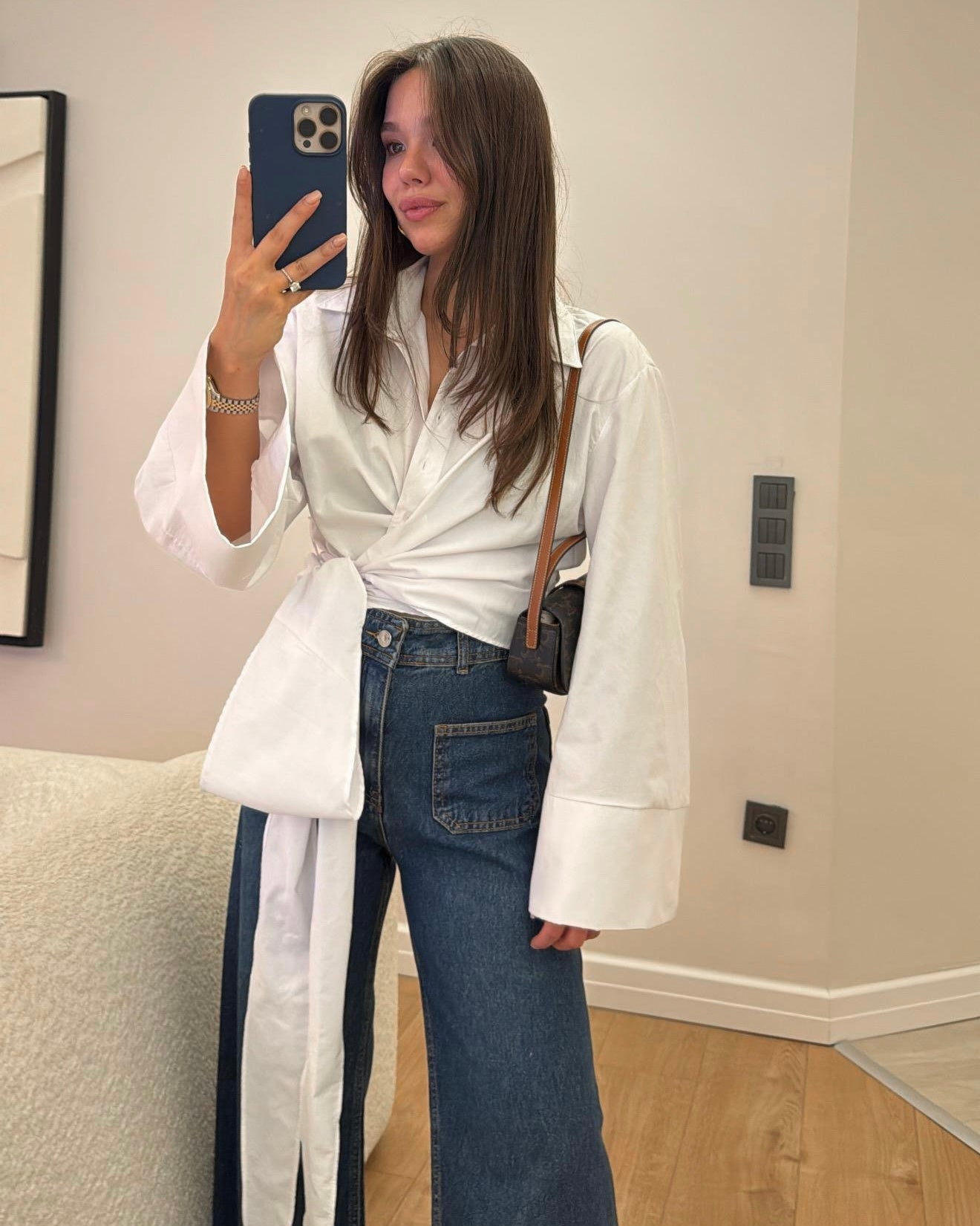 White Side Knot Wrap Top | توب ابيض ناعم بقصة لف وربطة جانبية