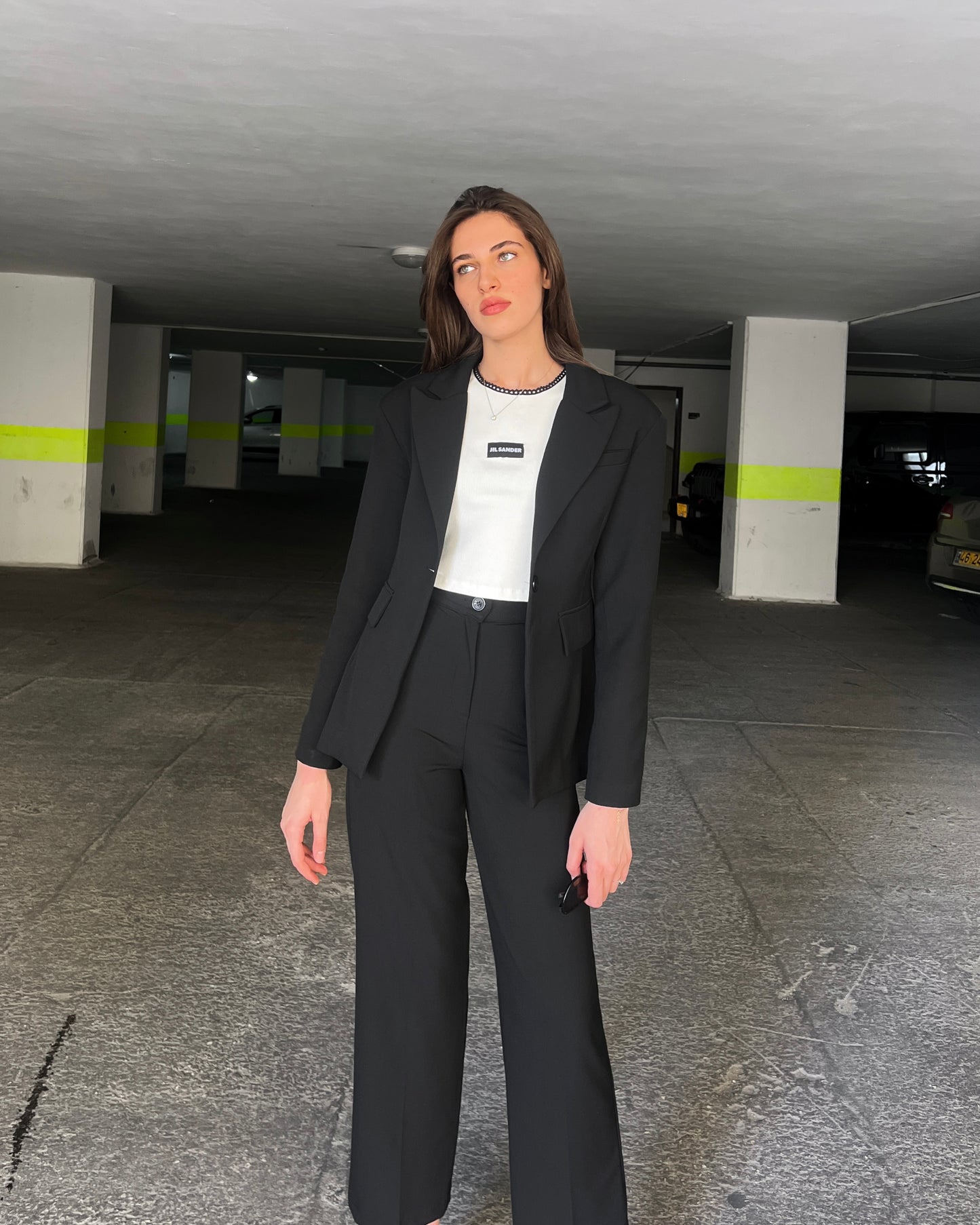 Black Suit with a Waist Defining Cut | بدلة سودا بقصّة تبرز الخصر