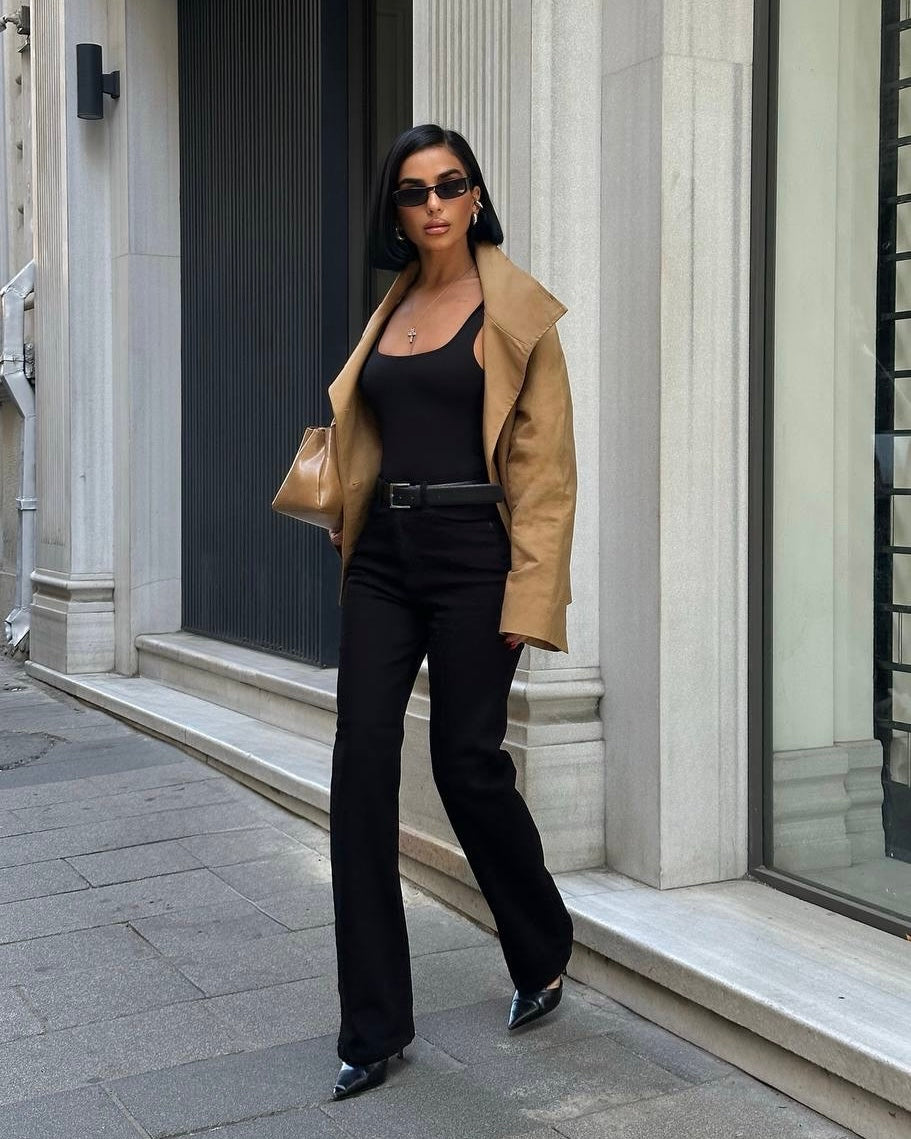 Jet Black Denim Straight Leg Jeans | جينز أسود بقصة مستقيمة
