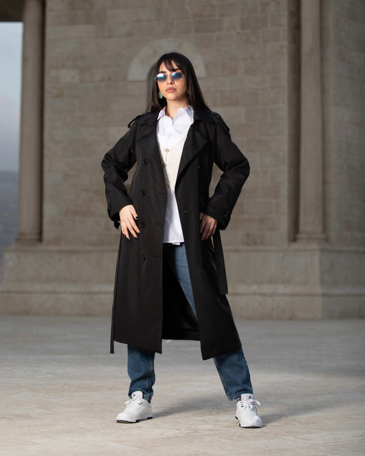 معطف ترانش باللون الاسود