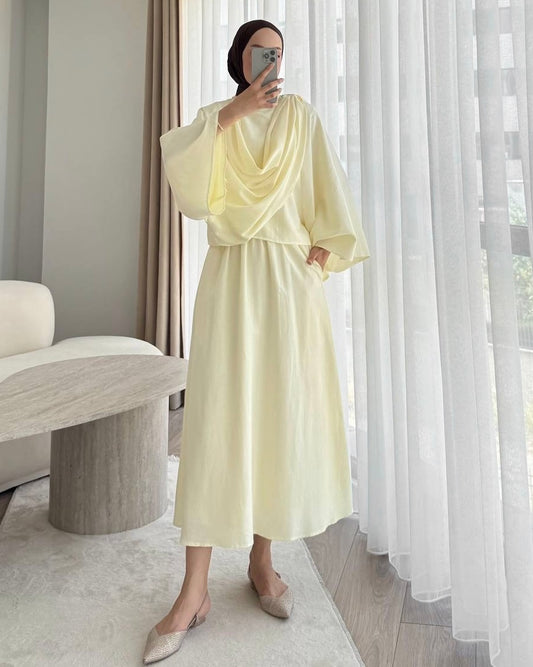 Soft Yellow Draped Set | طقم أصفر ناعم