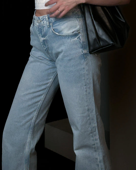 Straight Leg Light Wash Denim Jeans
