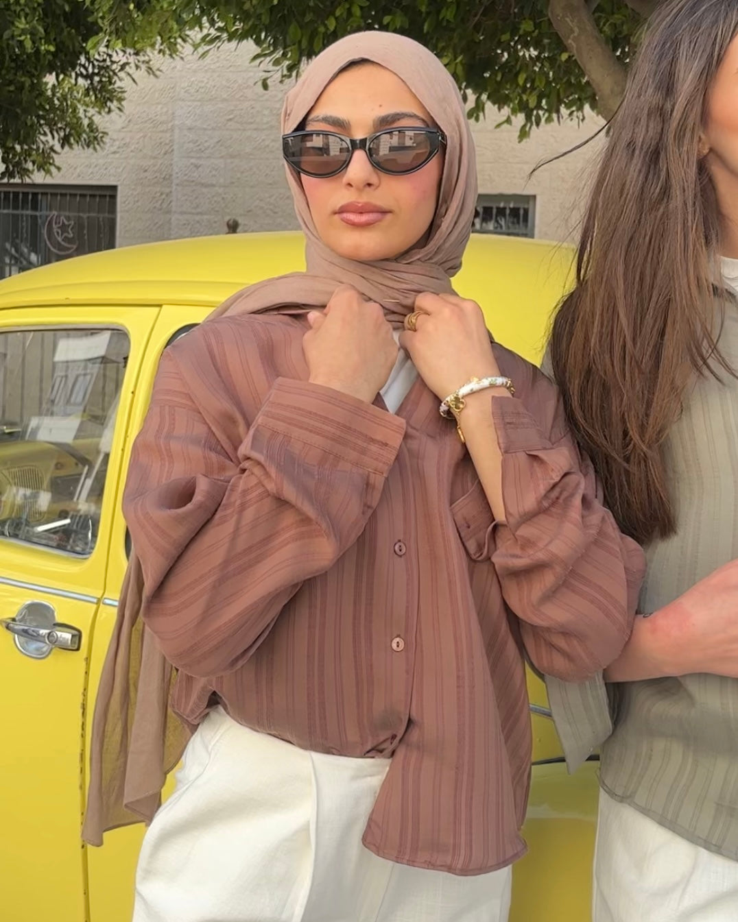 Casual Brown Striped Shirt | قميص كاجوال مخطط باللون البني