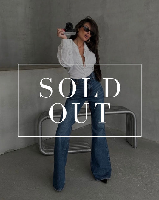 Dark Wash High Waisted Flare Denim Jeans | جينز غامق بخصر عالي قصة شارليستون