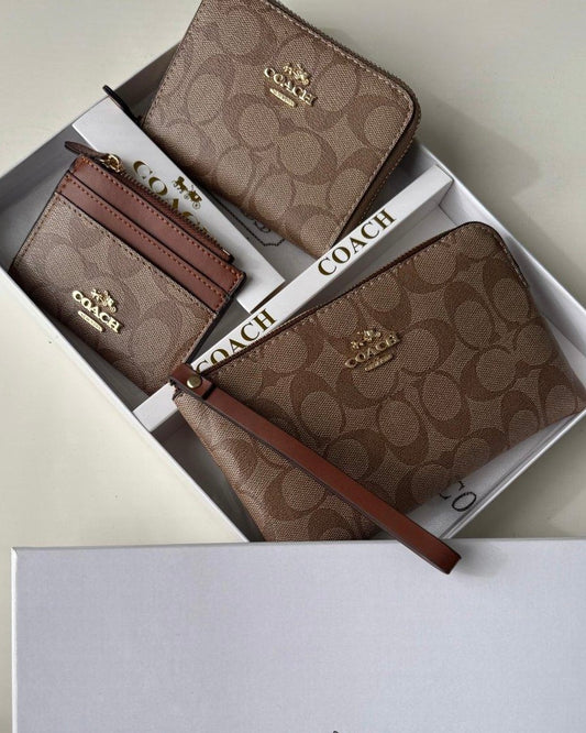طقم جزدان Coach ٣ قطع اسود