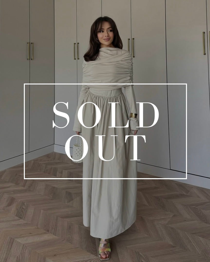 Soft Pleated Cream Dress | فستان كريمي بطيات ناعمة