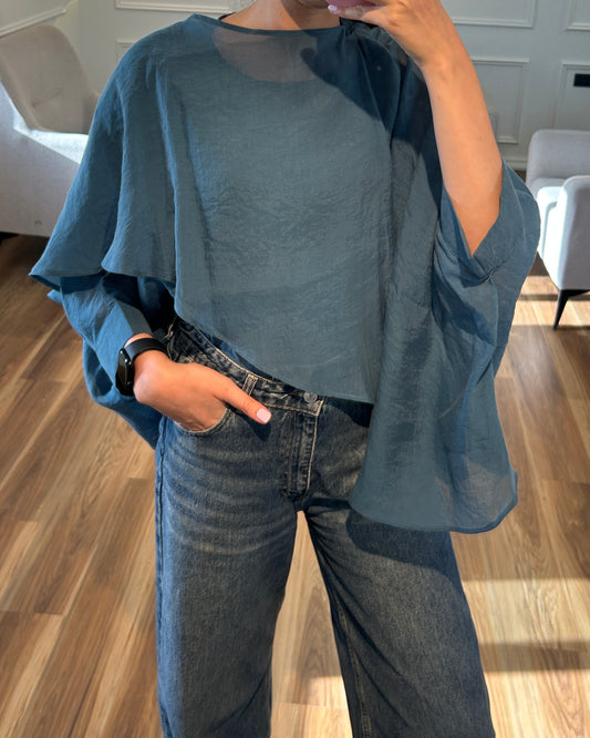 Turquoise Chiffon Blouse | بلوزة شيفون بلون التركواز