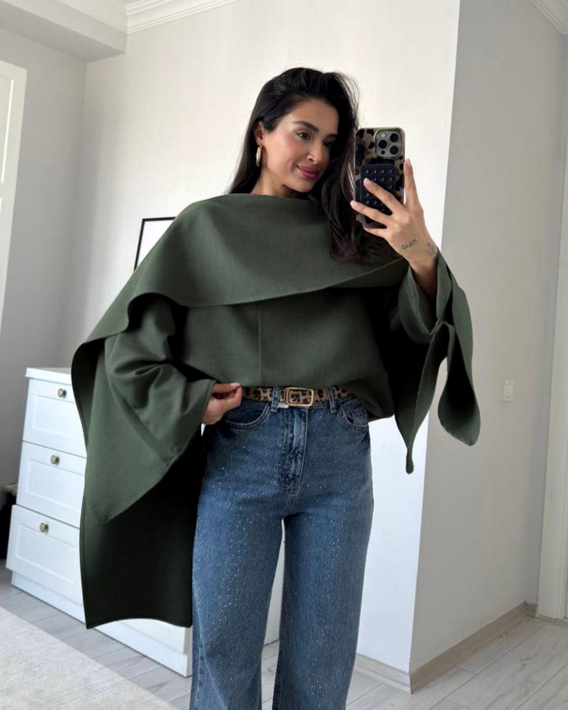 Brown Asymmetrical Cape Top | توب كيب غير متماثل باللون البني