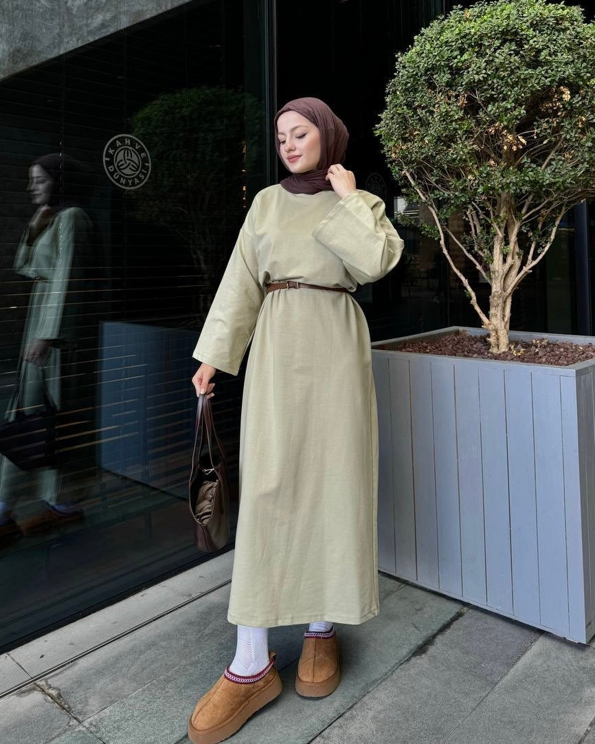 Casual Pistachio Maxi Dress | فستان كاجوال ماكسي بلون البستاشيو