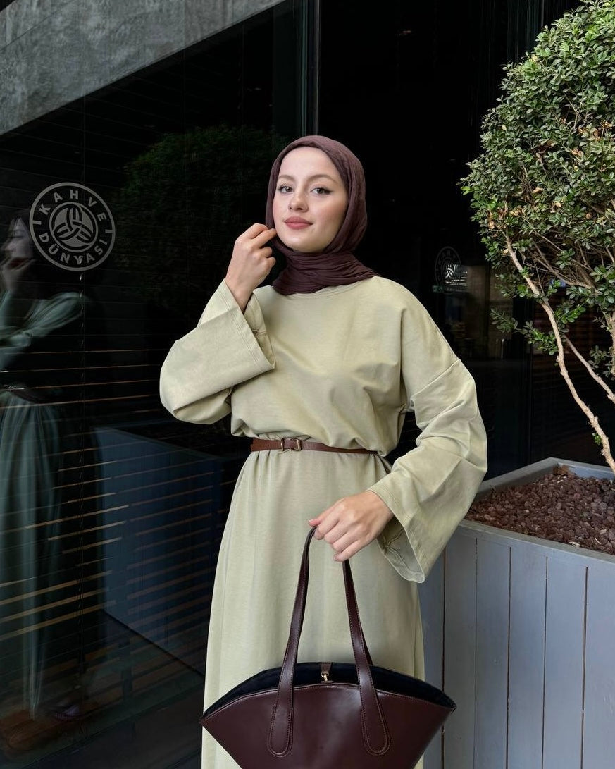 Casual Pistachio Maxi Dress | فستان كاجوال ماكسي بلون البستاشيو