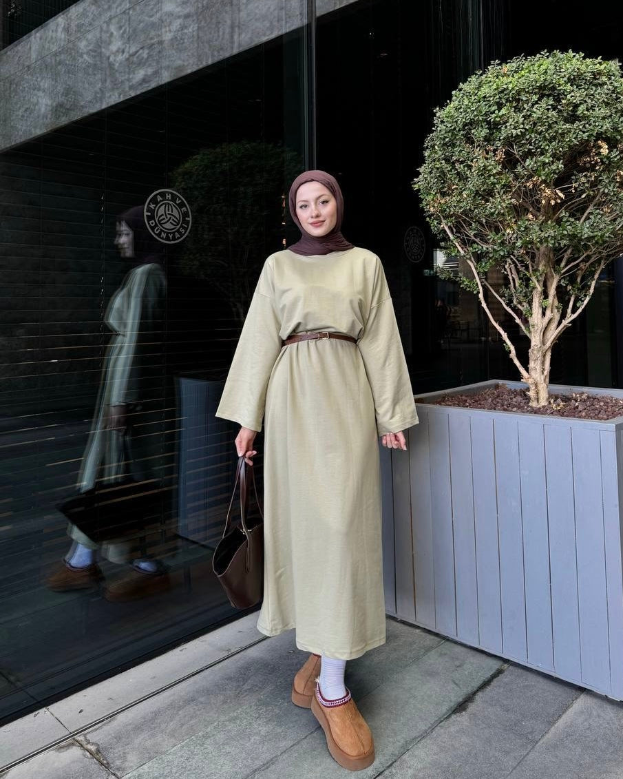 Casual Pistachio Maxi Dress | فستان كاجوال ماكسي بلون البستاشيو