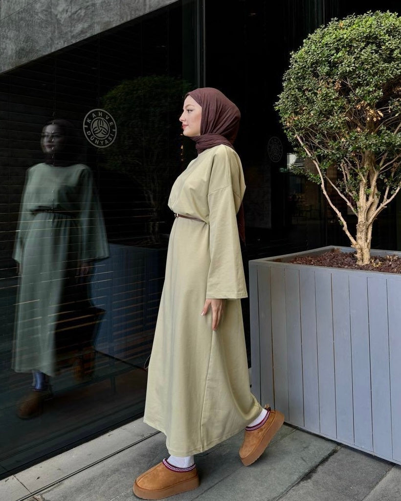 Casual Pistachio Maxi Dress | فستان كاجوال ماكسي بلون البستاشيو