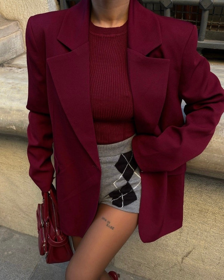 Maroon Luxe Blazer | بليزر فاخر بلون المارون