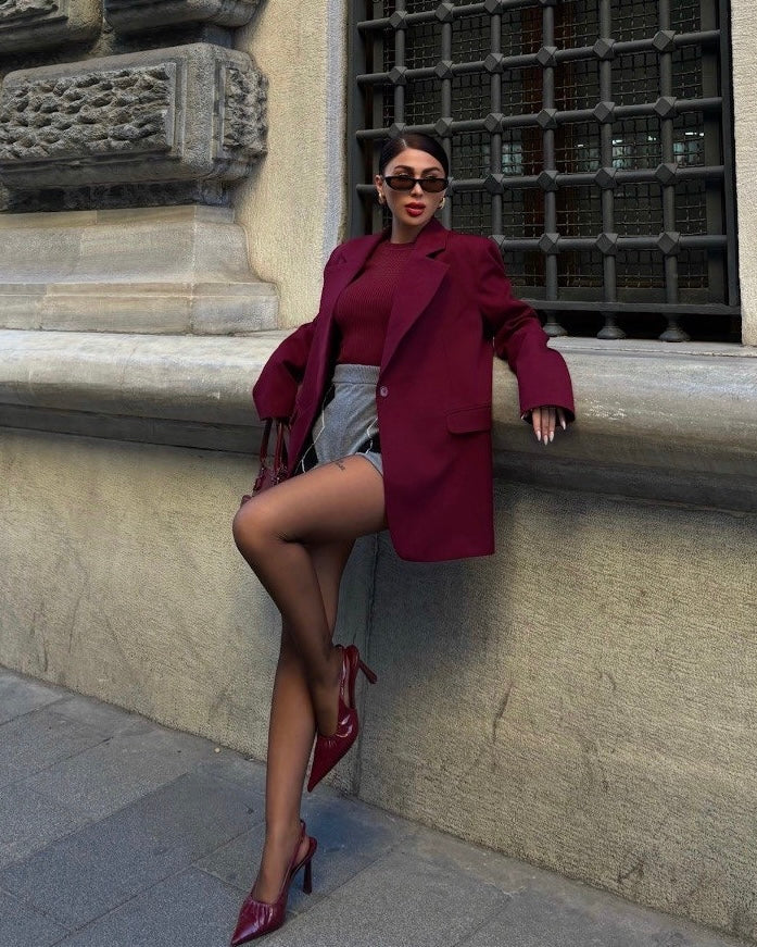 Maroon Luxe Blazer | بليزر فاخر بلون المارون