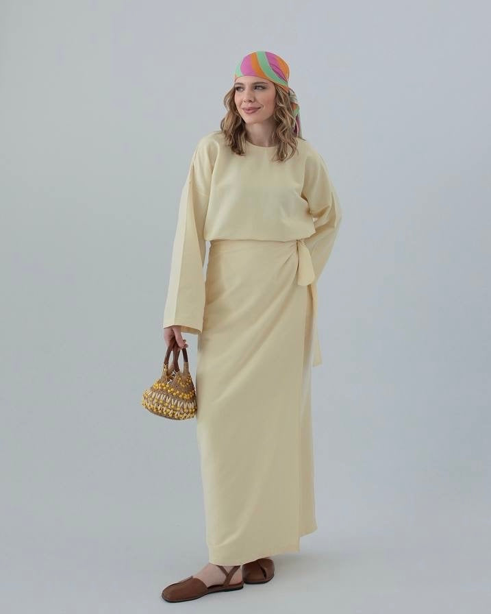 Soft Yellow Skirt & Top Set | طقم تنورة وقميص أصفر ناعم