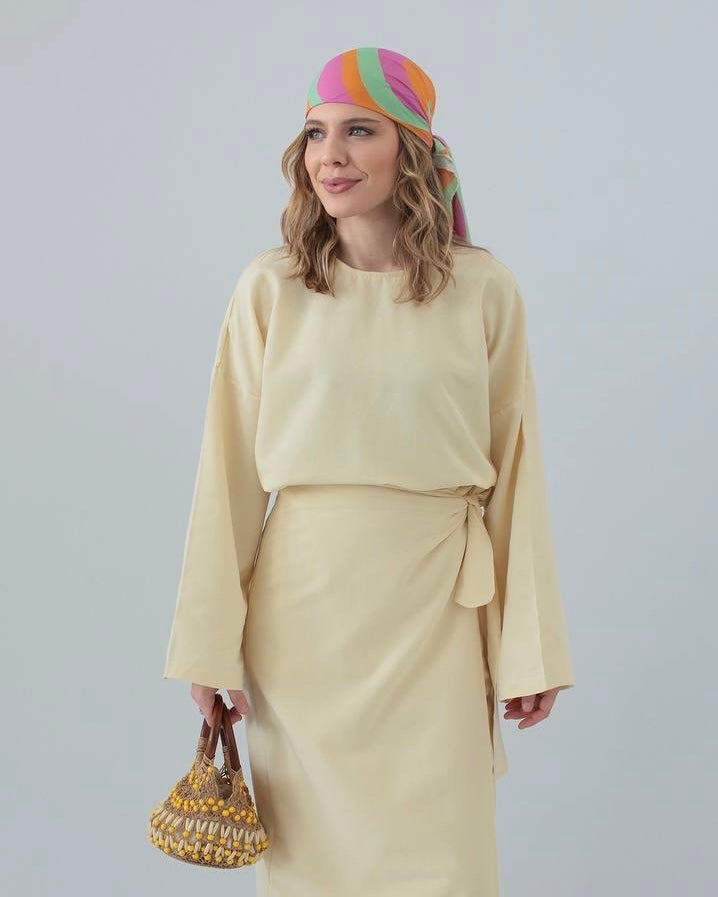 Soft Yellow Skirt & Top Set | طقم تنورة وقميص أصفر ناعم