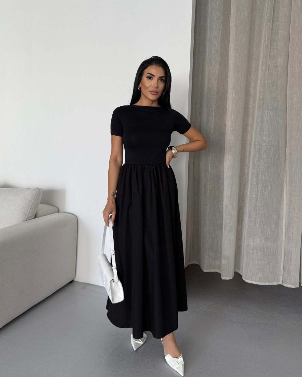 Elegant Black Midi Dress | فستان ميدي أنيق باللون الأسود