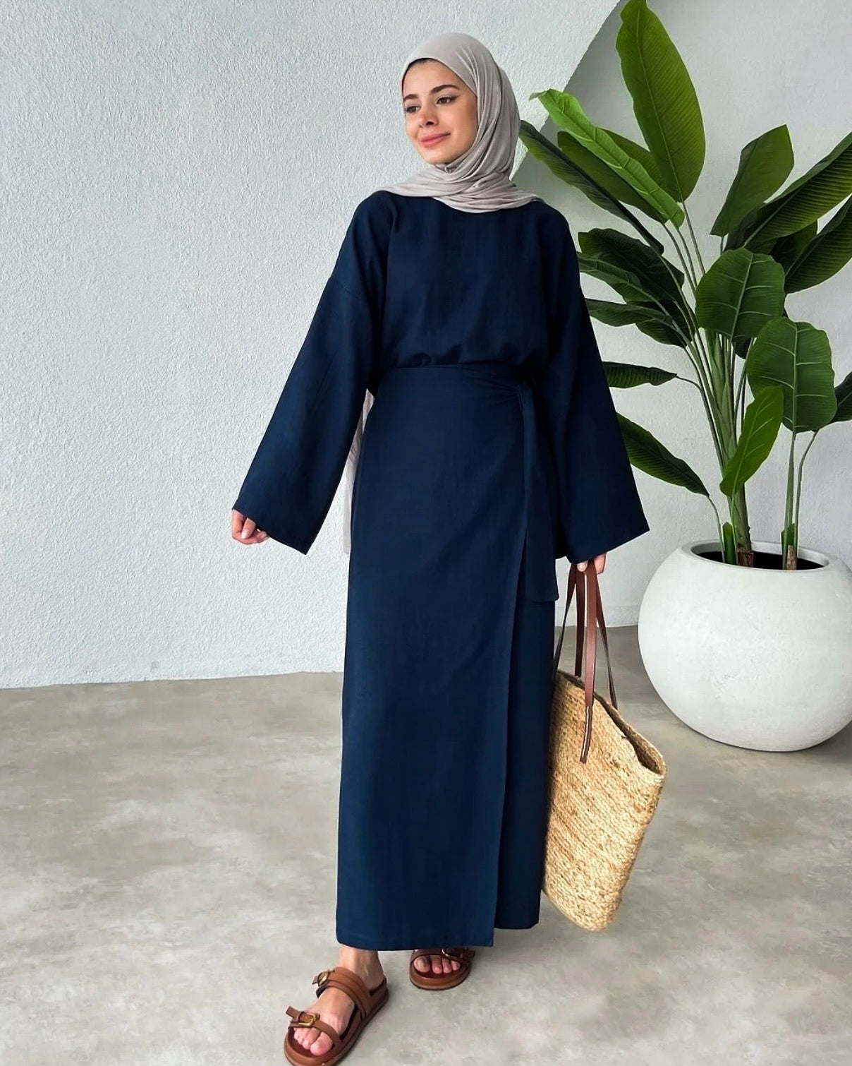 Soft Navy Skirt & Top Set | طقم تنورة وقميص كحلي ناعم