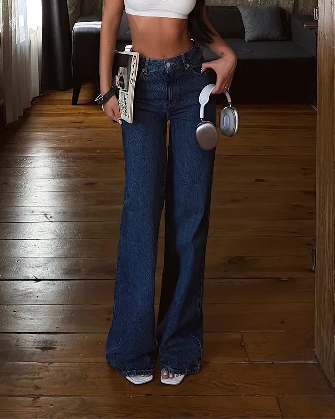 Vintage High-Waist Flared Denim Jeans | جينز واسع عالي الخصر ستايل ڤينتج