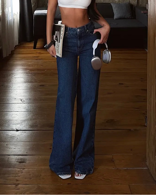 Vintage High-Waist Flared Denim Jeans | جينز واسع عالي الخصر ستايل ڤينتج