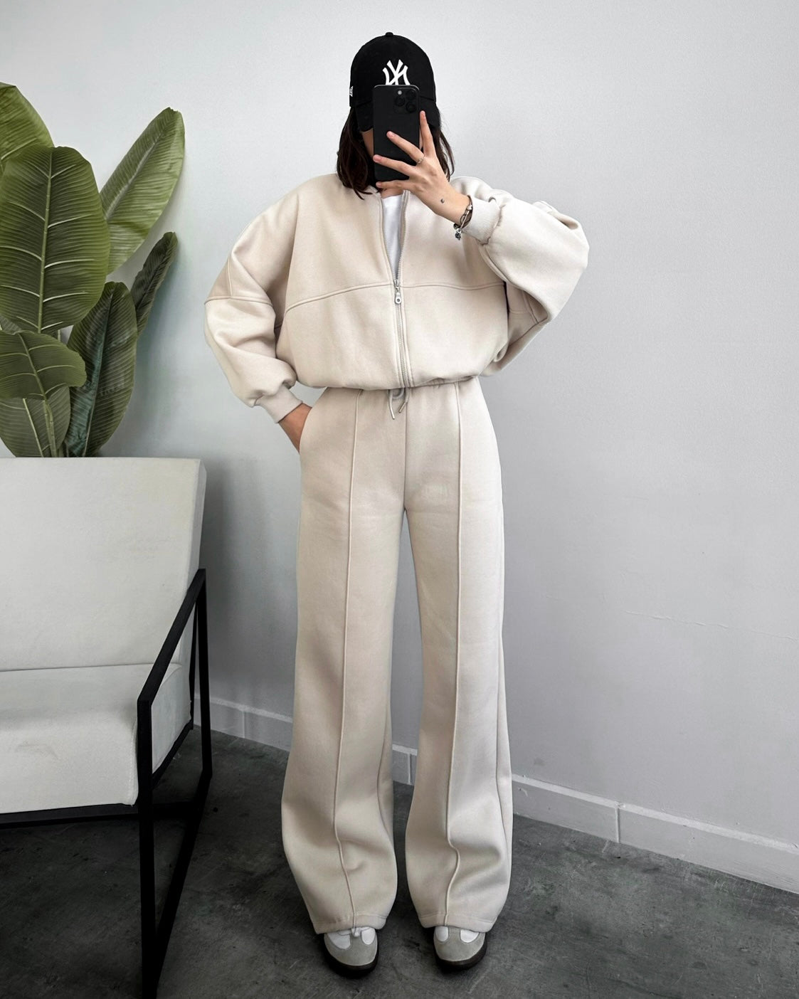 Beige Casual Loose Tracksuit