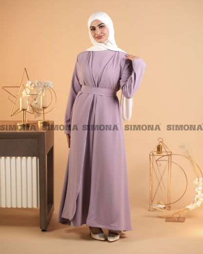 Elegant Lilac Abaya with Inner Dress