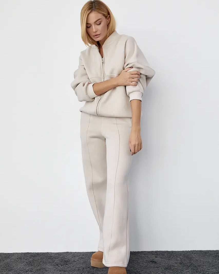 Beige Casual Loose Tracksuit