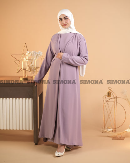 Elegant Lilac Abaya with Inner Dress